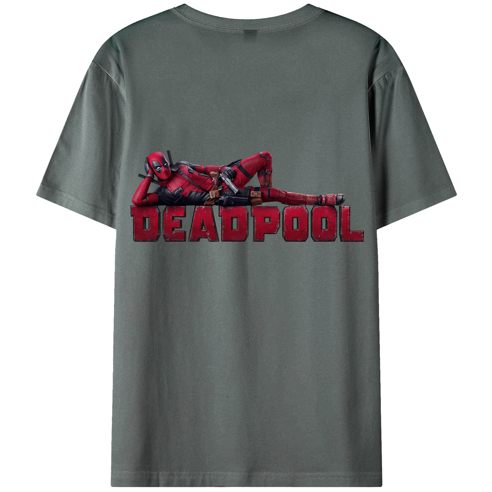 （画像用） Deadpool デッドプール 綿100％ メンズ半袖Tシャツ（バックプリント） 通気性